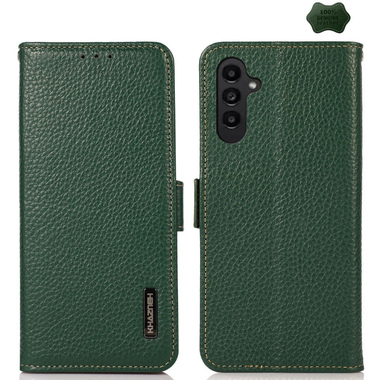 KHAZNEH Custodia per telefono RFID in vera pelle Litchi magnetica laterale, For Samsung Galaxy Xcover7, For Samsung Galaxy A55 5G, For Samsung Galaxy A35 5G, For Samsung Galaxy S24 Ultra, For Samsung Galaxy S24+, For Samsung Galaxy S24