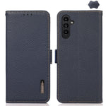 KHAZNEH Custodia per telefono RFID in vera pelle Litchi magnetica laterale, For Samsung Galaxy Xcover7, For Samsung Galaxy A55 5G, For Samsung Galaxy A35 5G, For Samsung Galaxy S24 Ultra, For Samsung Galaxy S24+, For Samsung Galaxy S24