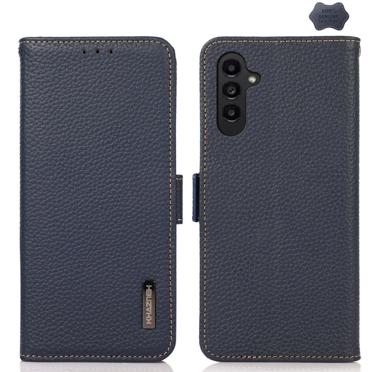 KHAZNEH Custodia per telefono RFID in vera pelle Litchi magnetica laterale, For Samsung Galaxy Xcover7, For Samsung Galaxy A55 5G, For Samsung Galaxy A35 5G, For Samsung Galaxy S24 Ultra, For Samsung Galaxy S24+, For Samsung Galaxy S24