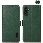 KHAZNEH Custodia per telefono RFID in vera pelle Litchi magnetica laterale, For Samsung Galaxy Xcover7, For Samsung Galaxy A55 5G, For Samsung Galaxy A35 5G, For Samsung Galaxy S24 Ultra, For Samsung Galaxy S24+, For Samsung Galaxy S24