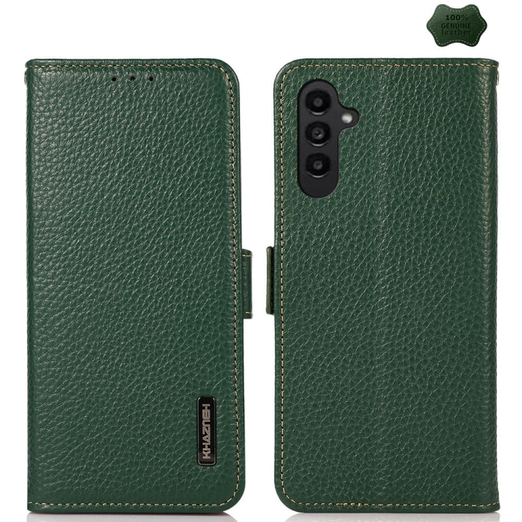 KHAZNEH Custodia per telefono RFID in vera pelle Litchi magnetica laterale, For Samsung Galaxy Xcover7, For Samsung Galaxy A55 5G, For Samsung Galaxy A35 5G, For Samsung Galaxy S24 Ultra, For Samsung Galaxy S24+, For Samsung Galaxy S24