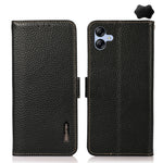 KHAZNEH Custodia per telefono RFID in vera pelle Litchi magnetica laterale, For Samsung Galaxy A15, For Samsung Galaxy A05, For Samsung Galaxy A05s, For Samsung Galaxy M34 5G, For Samsung Galaxy A25 5G Global, For Samsung Galaxy S23 FE