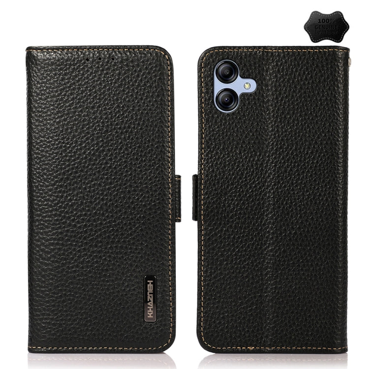 KHAZNEH Custodia per telefono RFID in vera pelle Litchi magnetica laterale, For Samsung Galaxy A15, For Samsung Galaxy A05, For Samsung Galaxy A05s, For Samsung Galaxy M34 5G, For Samsung Galaxy A25 5G Global, For Samsung Galaxy S23 FE