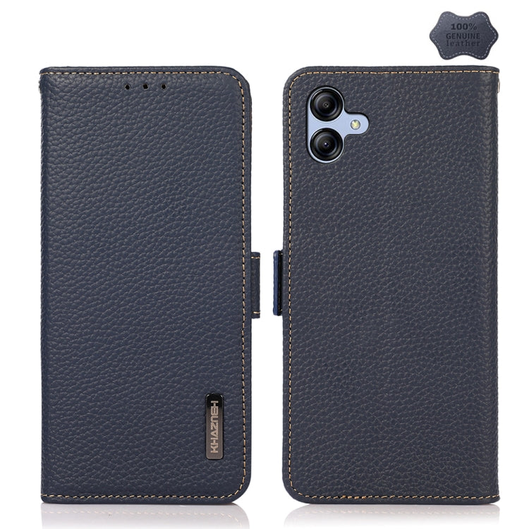 KHAZNEH Custodia per telefono RFID in vera pelle Litchi magnetica laterale, For Samsung Galaxy A15, For Samsung Galaxy A05, For Samsung Galaxy A05s, For Samsung Galaxy M34 5G, For Samsung Galaxy A25 5G Global, For Samsung Galaxy S23 FE