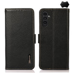 KHAZNEH Custodia per telefono RFID in vera pelle Litchi magnetica laterale, For Samsung Galaxy A15, For Samsung Galaxy A05, For Samsung Galaxy A05s, For Samsung Galaxy M34 5G, For Samsung Galaxy A25 5G Global, For Samsung Galaxy S23 FE