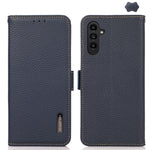 KHAZNEH Custodia per telefono RFID in vera pelle Litchi magnetica laterale, For Samsung Galaxy A15, For Samsung Galaxy A05, For Samsung Galaxy A05s, For Samsung Galaxy M34 5G, For Samsung Galaxy A25 5G Global, For Samsung Galaxy S23 FE