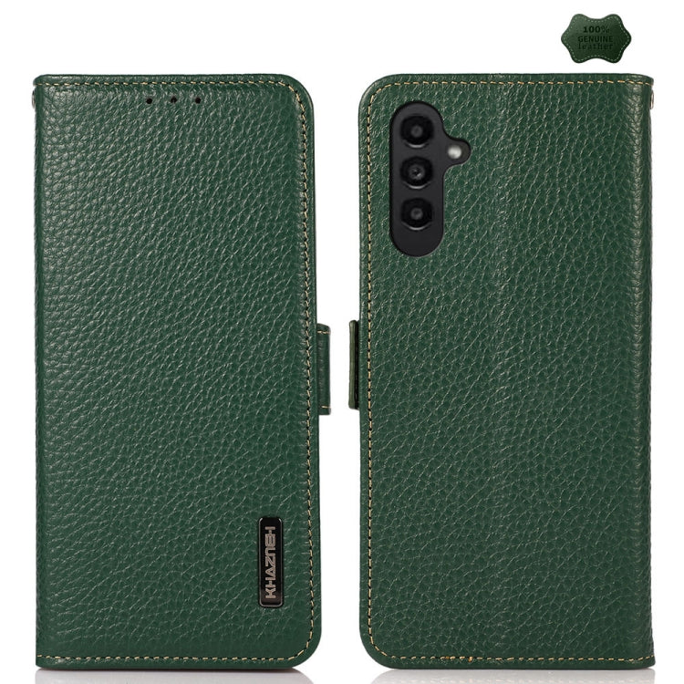 KHAZNEH Custodia per telefono RFID in vera pelle Litchi magnetica laterale, For Samsung Galaxy A15, For Samsung Galaxy A05, For Samsung Galaxy A05s, For Samsung Galaxy M34 5G, For Samsung Galaxy A25 5G Global, For Samsung Galaxy S23 FE