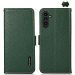 KHAZNEH Custodia per telefono RFID in vera pelle Litchi magnetica laterale, For Samsung Galaxy A15, For Samsung Galaxy A05, For Samsung Galaxy A05s, For Samsung Galaxy M34 5G, For Samsung Galaxy A25 5G Global, For Samsung Galaxy S23 FE