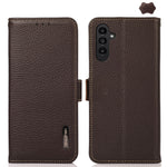 KHAZNEH Custodia per telefono RFID in vera pelle Litchi magnetica laterale, For Samsung Galaxy A15, For Samsung Galaxy A05, For Samsung Galaxy A05s, For Samsung Galaxy M34 5G, For Samsung Galaxy A25 5G Global, For Samsung Galaxy S23 FE