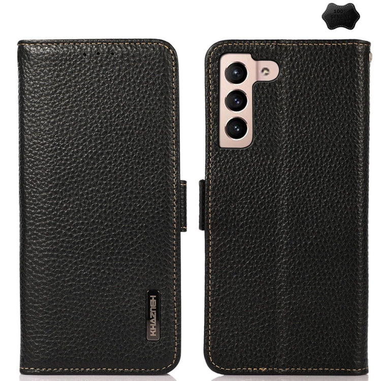 KHAZNEH Custodia per telefono RFID in vera pelle Litchi magnetica laterale, For Samsung Galaxy Xcover7, For Samsung Galaxy A55 5G, For Samsung Galaxy A35 5G, For Samsung Galaxy S24 Ultra, For Samsung Galaxy S24+, For Samsung Galaxy S24