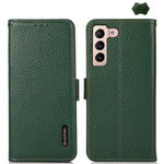 KHAZNEH Custodia per telefono RFID in vera pelle Litchi magnetica laterale, For Samsung Galaxy Xcover7, For Samsung Galaxy A55 5G, For Samsung Galaxy A35 5G, For Samsung Galaxy S24 Ultra, For Samsung Galaxy S24+, For Samsung Galaxy S24