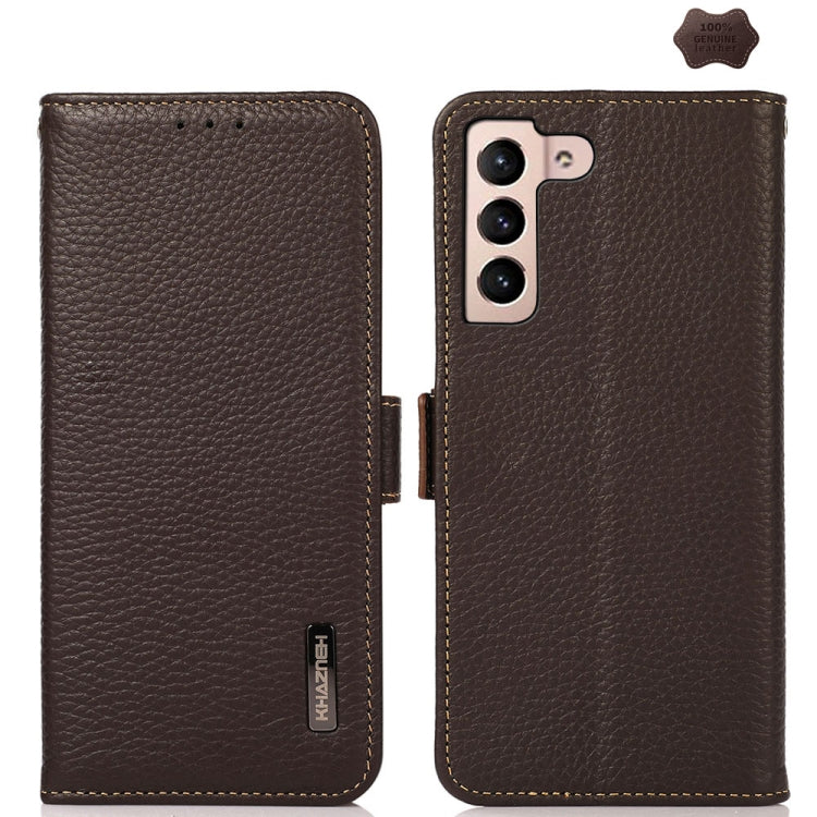 KHAZNEH Custodia per telefono RFID in vera pelle Litchi magnetica laterale, For Samsung Galaxy Xcover7, For Samsung Galaxy A55 5G, For Samsung Galaxy A35 5G, For Samsung Galaxy S24 Ultra, For Samsung Galaxy S24+, For Samsung Galaxy S24