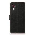 KHAZNEH Custodia per telefono RFID in vera pelle Litchi magnetica laterale, For Samsung Galaxy Xcover7, For Samsung Galaxy A55 5G, For Samsung Galaxy A35 5G, For Samsung Galaxy S24 Ultra, For Samsung Galaxy S24+, For Samsung Galaxy S24