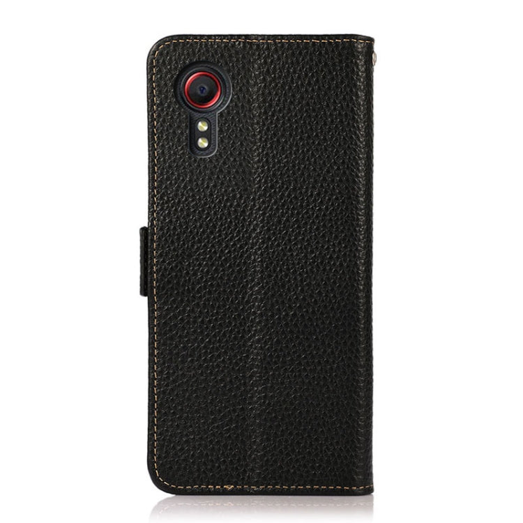 KHAZNEH Custodia per telefono RFID in vera pelle Litchi magnetica laterale, For Samsung Galaxy Xcover7, For Samsung Galaxy A55 5G, For Samsung Galaxy A35 5G, For Samsung Galaxy S24 Ultra, For Samsung Galaxy S24+, For Samsung Galaxy S24