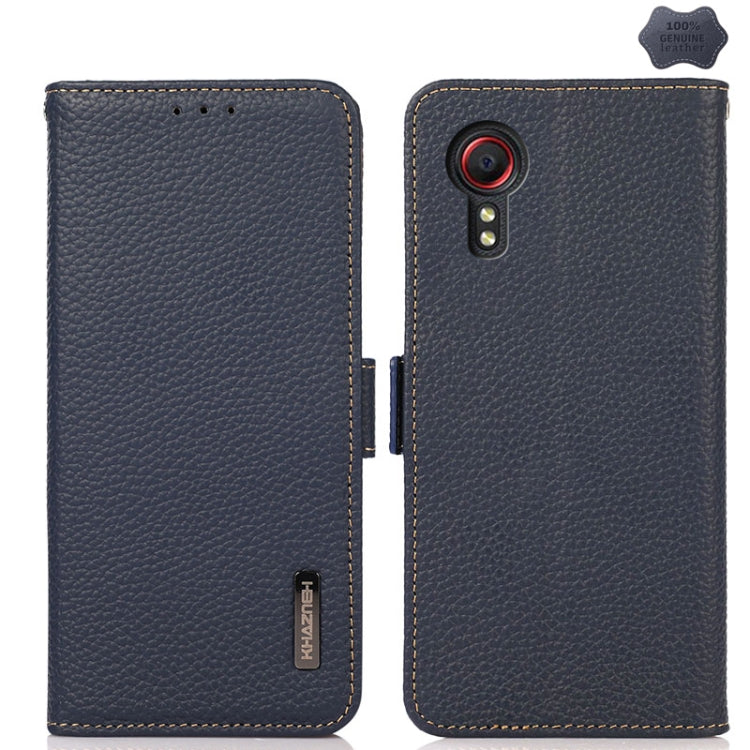 KHAZNEH Custodia per telefono RFID in vera pelle Litchi magnetica laterale, For Samsung Galaxy Xcover7, For Samsung Galaxy A55 5G, For Samsung Galaxy A35 5G, For Samsung Galaxy S24 Ultra, For Samsung Galaxy S24+, For Samsung Galaxy S24