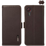 KHAZNEH Custodia per telefono RFID in vera pelle Litchi magnetica laterale, For Samsung Galaxy Xcover7, For Samsung Galaxy A55 5G, For Samsung Galaxy A35 5G, For Samsung Galaxy S24 Ultra, For Samsung Galaxy S24+, For Samsung Galaxy S24