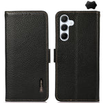 KHAZNEH Custodia per telefono RFID in vera pelle Litchi magnetica laterale, For Samsung Galaxy Xcover7, For Samsung Galaxy A55 5G, For Samsung Galaxy A35 5G, For Samsung Galaxy S24 Ultra, For Samsung Galaxy S24+, For Samsung Galaxy S24