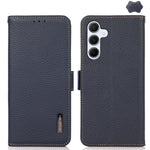 KHAZNEH Custodia per telefono RFID in vera pelle Litchi magnetica laterale, For Samsung Galaxy Xcover7, For Samsung Galaxy A55 5G, For Samsung Galaxy A35 5G, For Samsung Galaxy S24 Ultra, For Samsung Galaxy S24+, For Samsung Galaxy S24