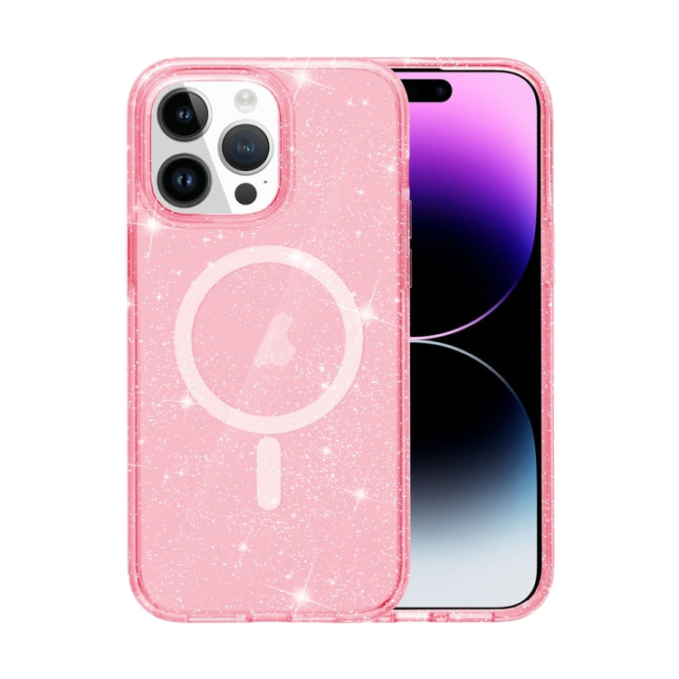 Custodia per telefono magnetica MagSafe in polvere glitterata stile Terminator, For iPhone 16, For iPhone 15 Pro Max, For iPhone 15 Pro, For iPhone 15 Plus