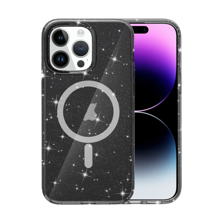 Custodia per telefono magnetica MagSafe in polvere glitterata stile Terminator, For iPhone 16, For iPhone 15 Pro Max, For iPhone 15 Pro, For iPhone 15 Plus