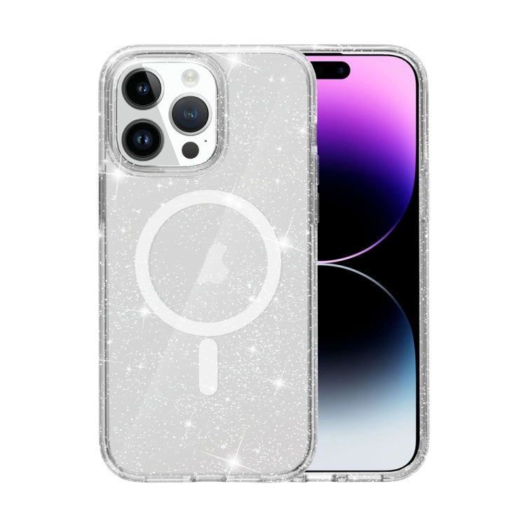 Custodia per telefono magnetica MagSafe in polvere glitterata stile Terminator, For iPhone 16, For iPhone 15 Pro Max, For iPhone 15 Pro, For iPhone 15 Plus