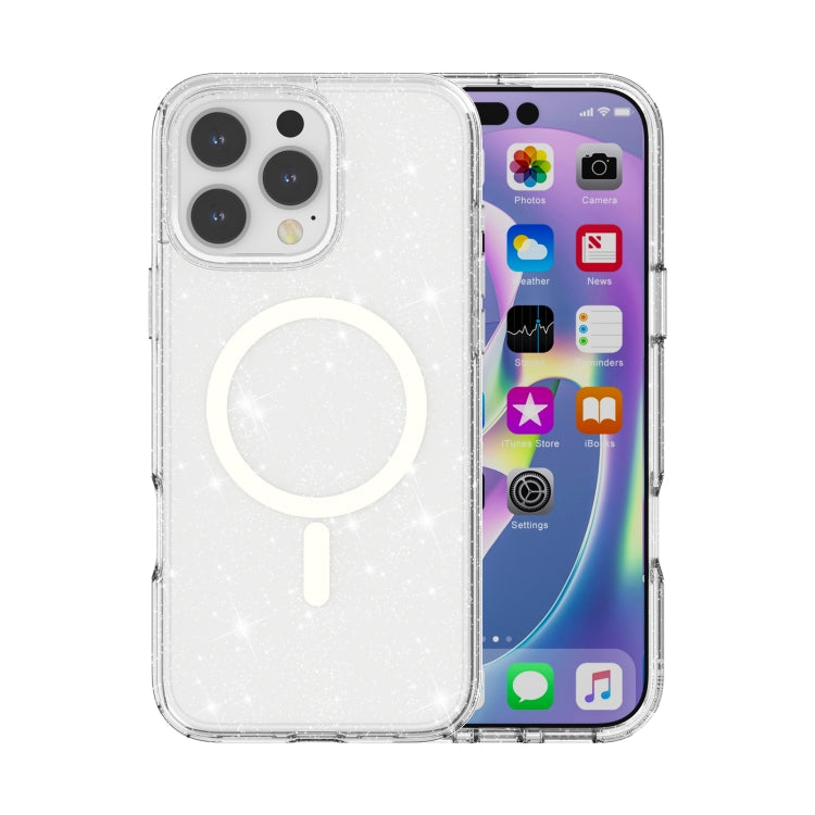 Custodia per telefono magnetica MagSafe in polvere glitterata stile Terminator, For iPhone 17e / 16e, For iPhone 16 Pro Max, For iPhone 16 Pro, For iPhone 16 Plus