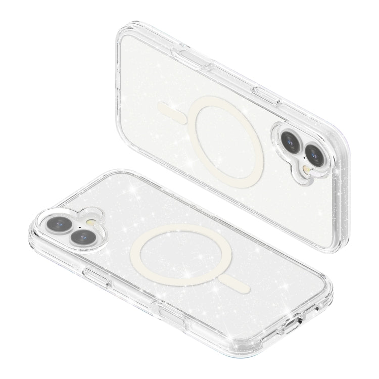 Custodia per telefono magnetica MagSafe in polvere glitterata stile Terminator, For iPhone 16, For iPhone 15 Pro Max, For iPhone 15 Pro, For iPhone 15 Plus