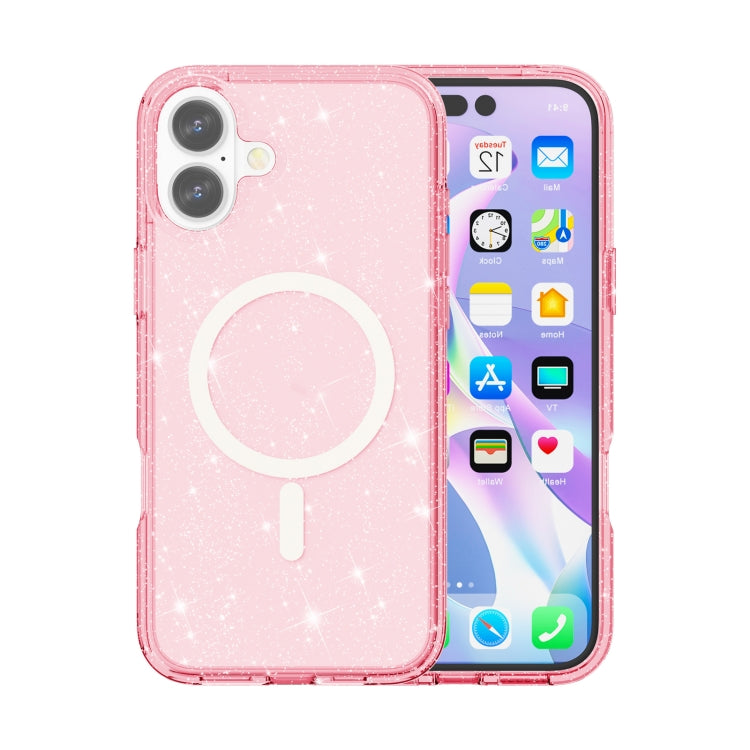 Custodia per telefono magnetica MagSafe in polvere glitterata stile Terminator, For iPhone 16, For iPhone 15 Pro Max, For iPhone 15 Pro, For iPhone 15 Plus