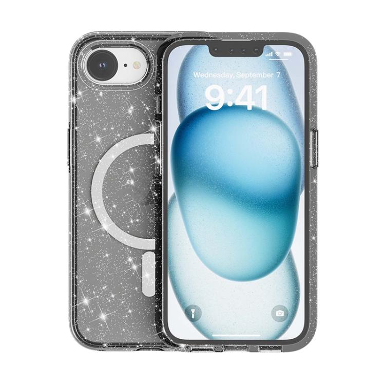 Custodia per telefono magnetica MagSafe in polvere glitterata stile Terminator, For iPhone 17e / 16e, For iPhone 16 Pro Max, For iPhone 16 Pro, For iPhone 16 Plus