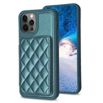BF25 Custodia per telefono con porta carte di credito quadrato scozzese, For iPhone 13 Pro Max, For iPhone 13 Pro, For iPhone 12 / 12 Pro