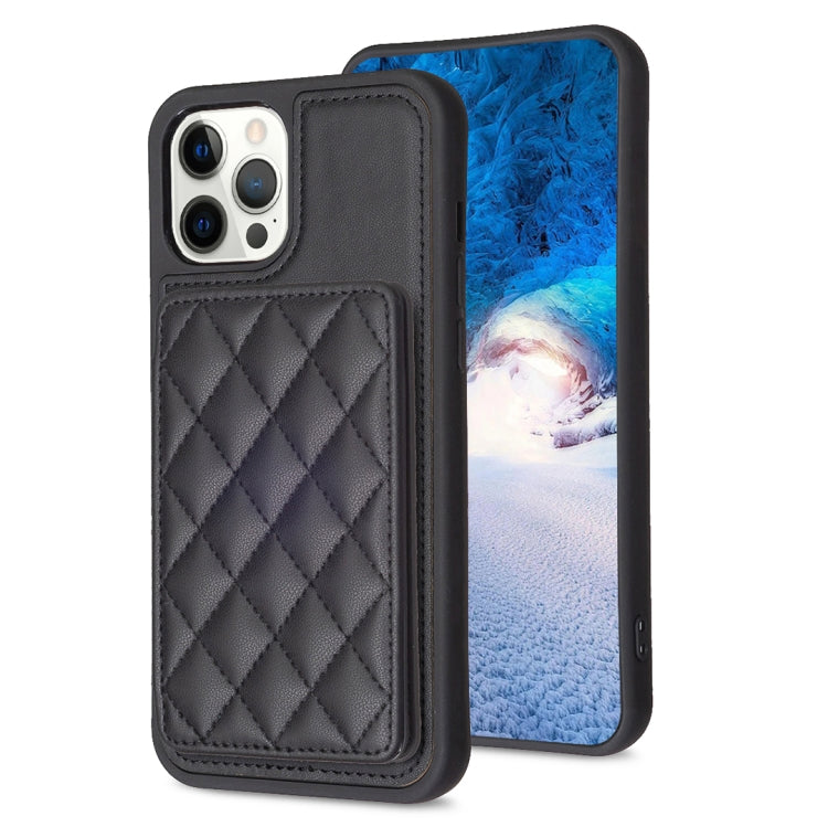 BF25 Custodia per telefono con porta carte di credito quadrato scozzese, For iPhone 12 Pro Max, For iPhone 11 Pro Max, For iPhone 11
