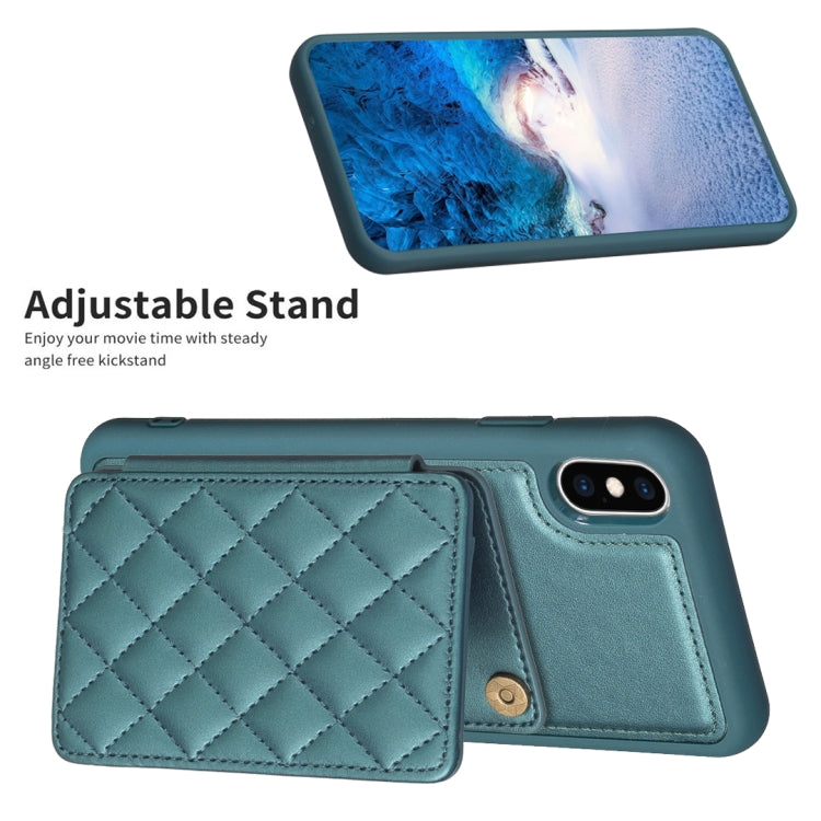 BF25 Custodia per telefono con porta carte di credito quadrato scozzese, For iPhone XS Max, For iPhone 8 Plus / 7 Plus