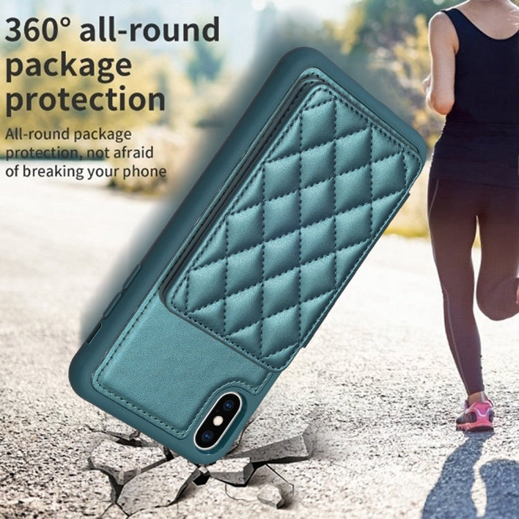 BF25 Custodia per telefono con porta carte di credito quadrato scozzese, For iPhone XS Max, For iPhone 8 Plus / 7 Plus