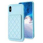 BF25 Custodia per telefono con porta carte di credito quadrato scozzese, For iPhone XS Max, For iPhone 8 Plus / 7 Plus