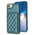 BF25 Custodia per telefono con porta carte di credito quadrato scozzese, For iPhone 14 Pro Max, For iPhone 15, For iPhone SE 2022 / 2020 / 8 / 7