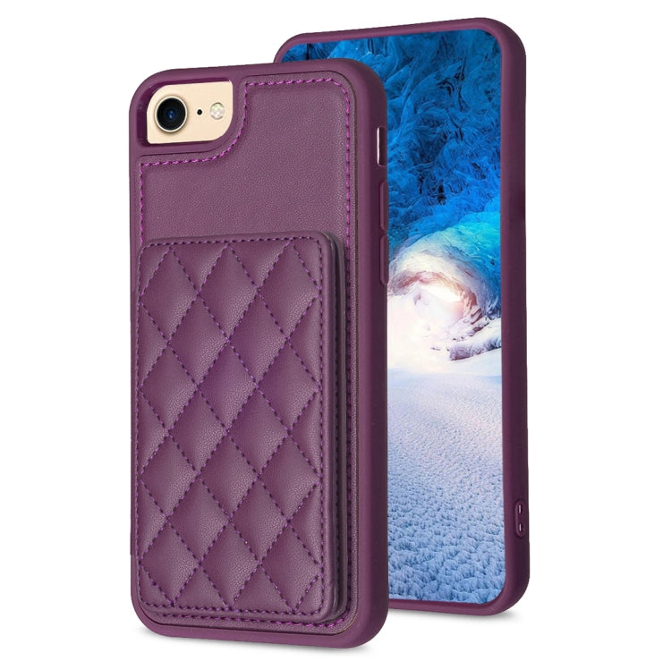 BF25 Custodia per telefono con porta carte di credito quadrato scozzese, For iPhone 14 Pro Max, For iPhone 15, For iPhone SE 2022 / 2020 / 8 / 7