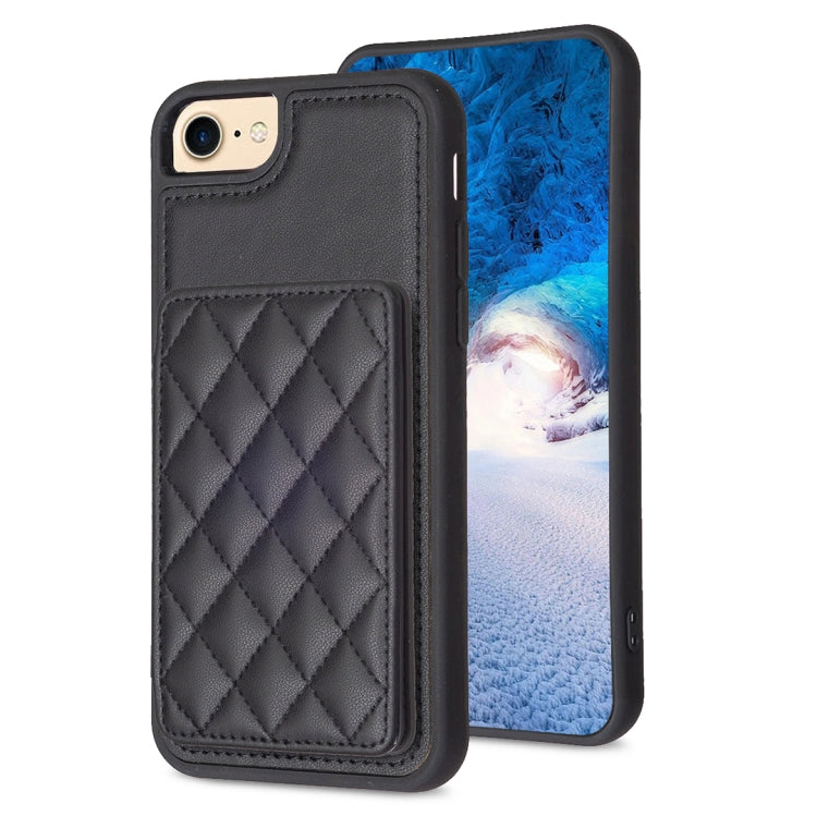 BF25 Custodia per telefono con porta carte di credito quadrato scozzese, For iPhone 14 Pro Max, For iPhone 15, For iPhone SE 2022 / 2020 / 8 / 7