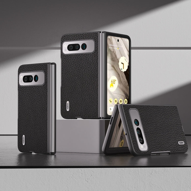 ABEEL Custodia per cellulare in vera pelle Litchi Texture, For Google Pixel Fold