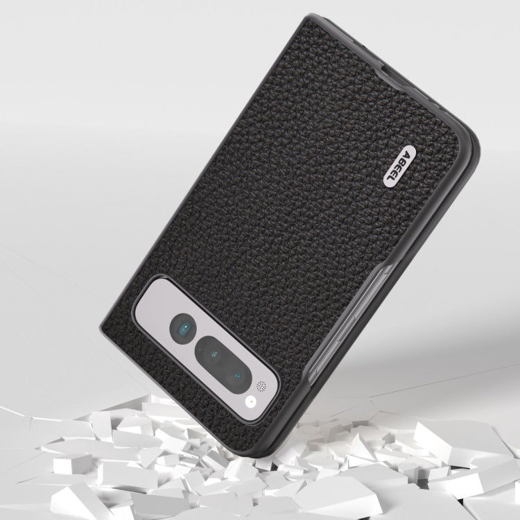 ABEEL Custodia per cellulare in vera pelle Litchi Texture, For Google Pixel Fold