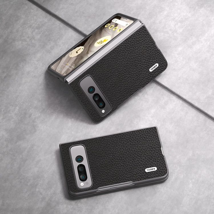 ABEEL Custodia per cellulare in vera pelle Litchi Texture, For Google Pixel Fold