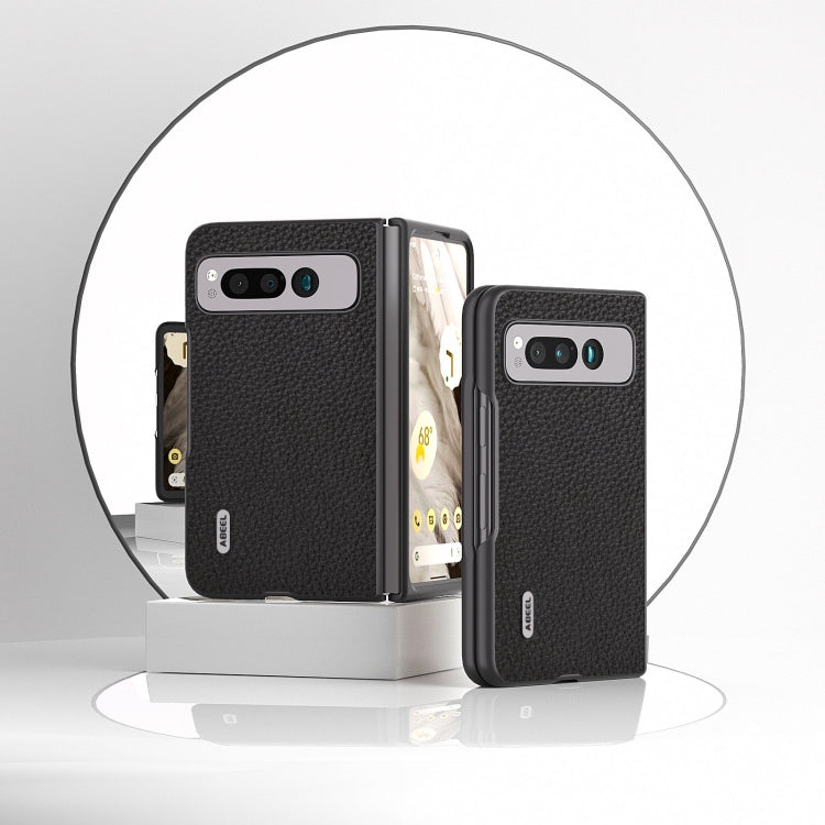 ABEEL Custodia per cellulare in vera pelle Litchi Texture, For Google Pixel Fold