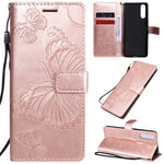 Custodia portafoglio in pelle con farfalle 3D per Sony Xperia L4