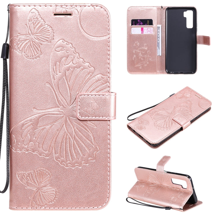 Custodia portafoglio in pelle con farfalle 3D per Huawei