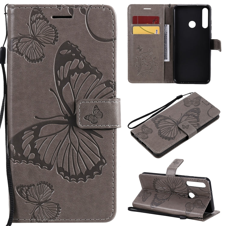 Custodia portafoglio in pelle con farfalle 3D per Huawei Y6p