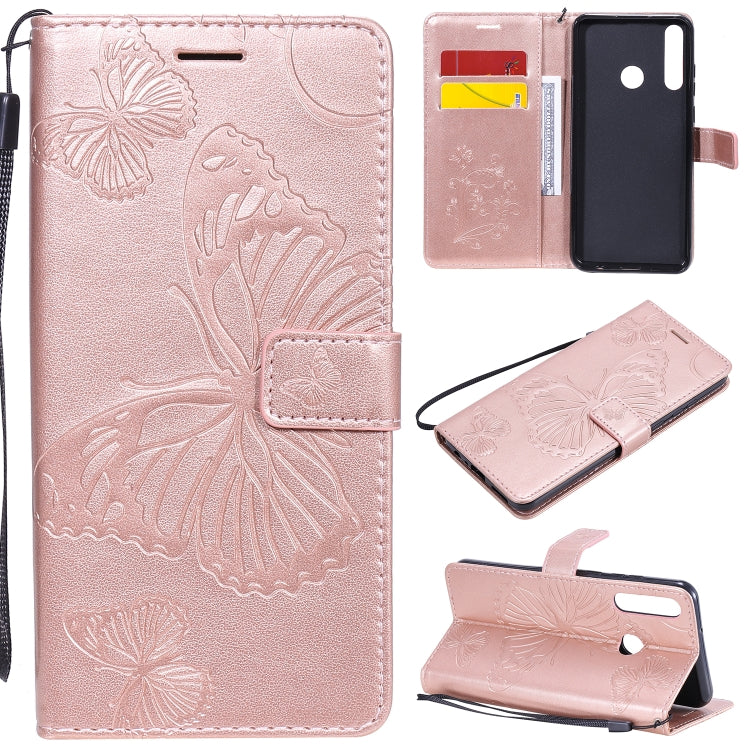 Custodia portafoglio in pelle con farfalle 3D per Huawei Y6p