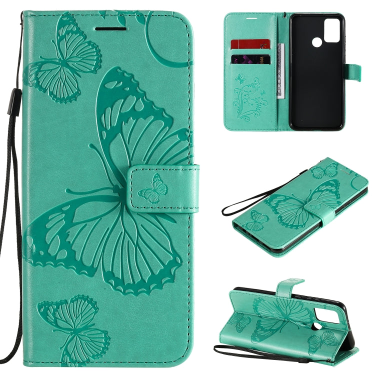 Custodia portafoglio in pelle con farfalle 3D per Huawei Y6p