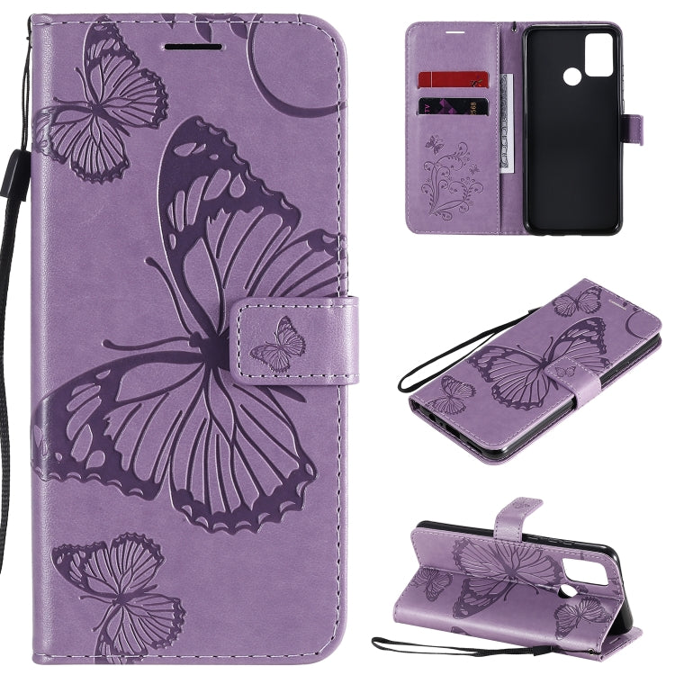 Custodia portafoglio in pelle con farfalle 3D per Huawei Y6p