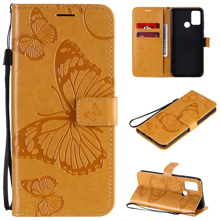 Custodia portafoglio in pelle con farfalle 3D per Huawei Y6p