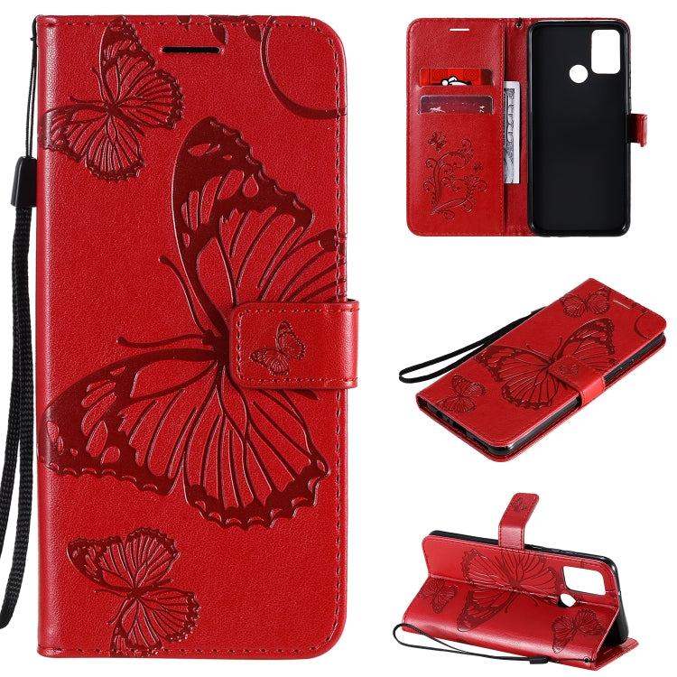 Custodia portafoglio in pelle con farfalle 3D per Huawei Y6p