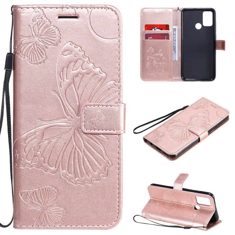 Custodia portafoglio in pelle con farfalle 3D per Huawei Y6p